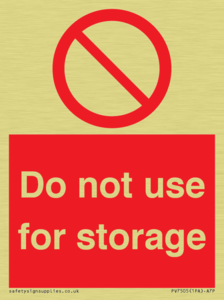 Do not use for storage